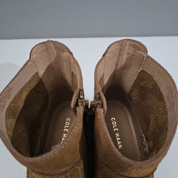 Cole Haan Naia Ankle Bootie Western Cowgirl Golden Toffee Suede Size 9.5 - Picture 9 of 16